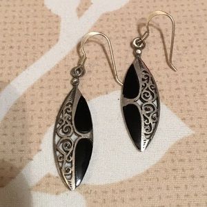 Etched silver earrings